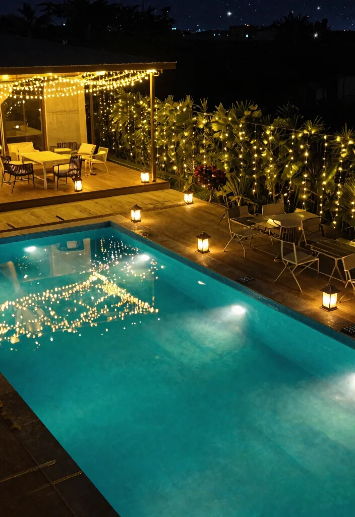 10 Aesthetic Above Ground Pool Decorating Ideas for Your Yard 10. Illuminate Your Space 0