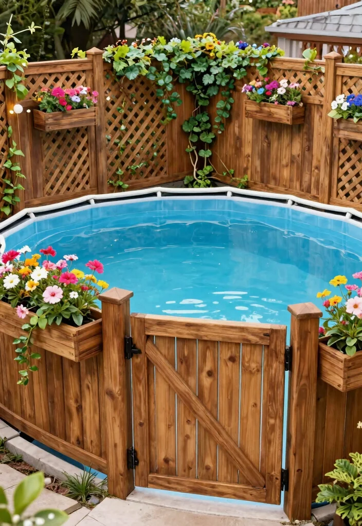 10 Aesthetic Above Ground Pool Decorating Ideas for Your Yard 4. Add Decorative Fencing 0