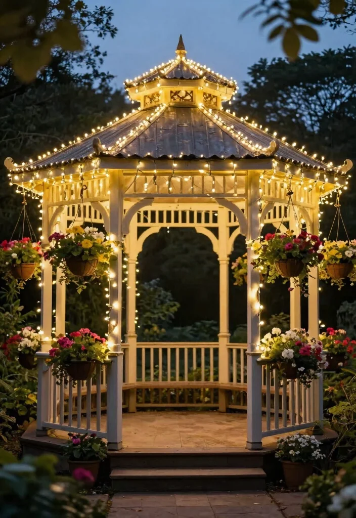 10 Bright Gazebo Lighting Ideas to Glow Up Your Evenings 1 10 Bright Gazebo Lighting Ideas to Glow Up Your Evenings 1. Twinkling Fairy Lights 0
