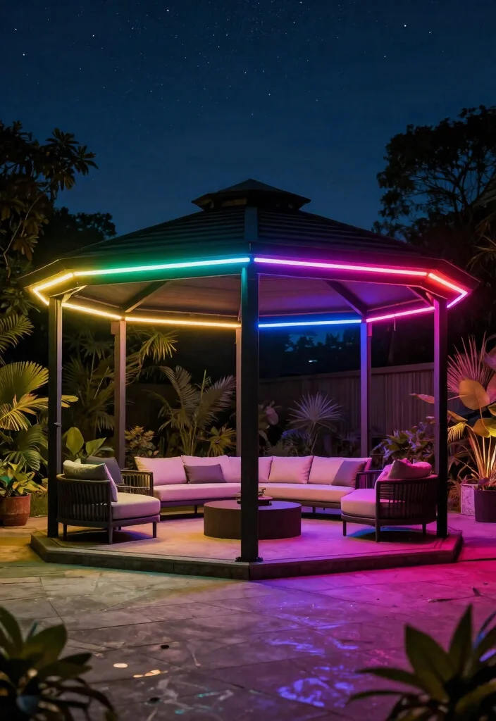 10 Bright Gazebo Lighting Ideas to Glow Up Your Evenings 13 10 Bright Gazebo Lighting Ideas to Glow Up Your Evenings 3. LED Strip Lights 0