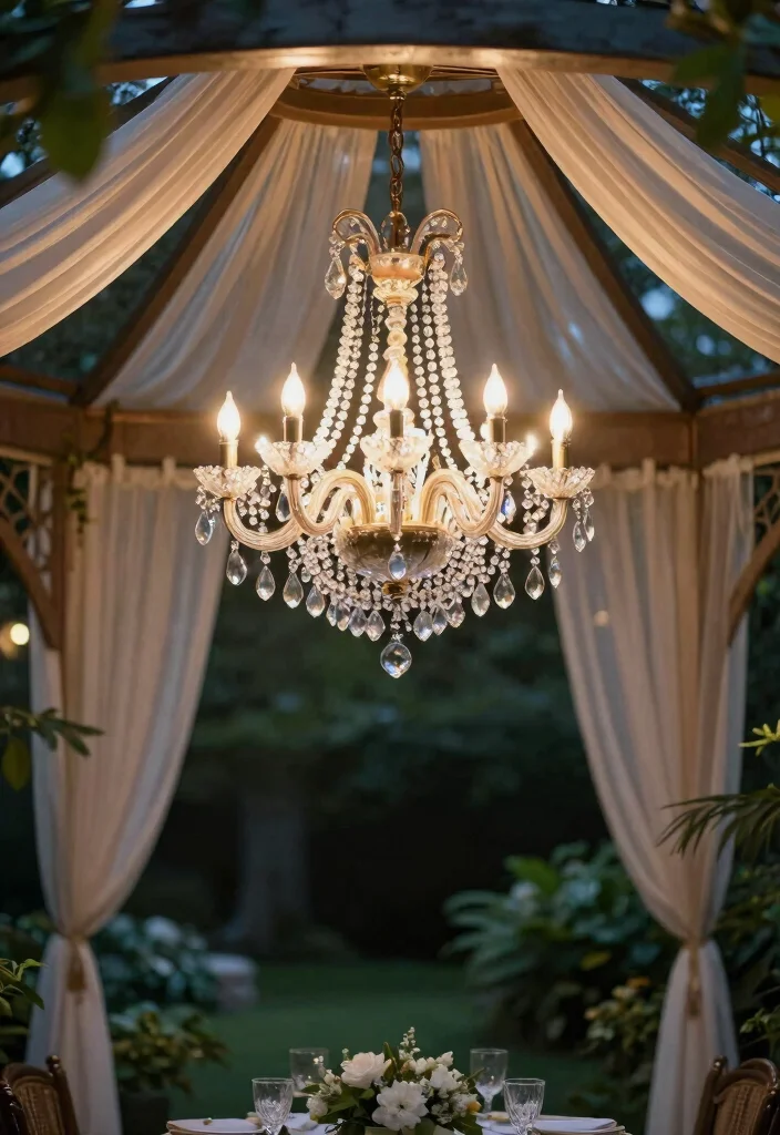 10 Bright Gazebo Lighting Ideas to Glow Up Your Evenings 14 10 Bright Gazebo Lighting Ideas to Glow Up Your Evenings 4. Solar Powered Chandeliers 0