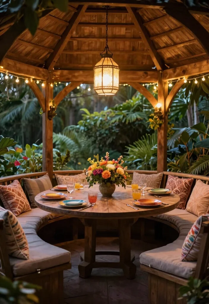 10 Cozy Gazebo Seating Ideas for Large Groups 1. Circle of Comfort 0