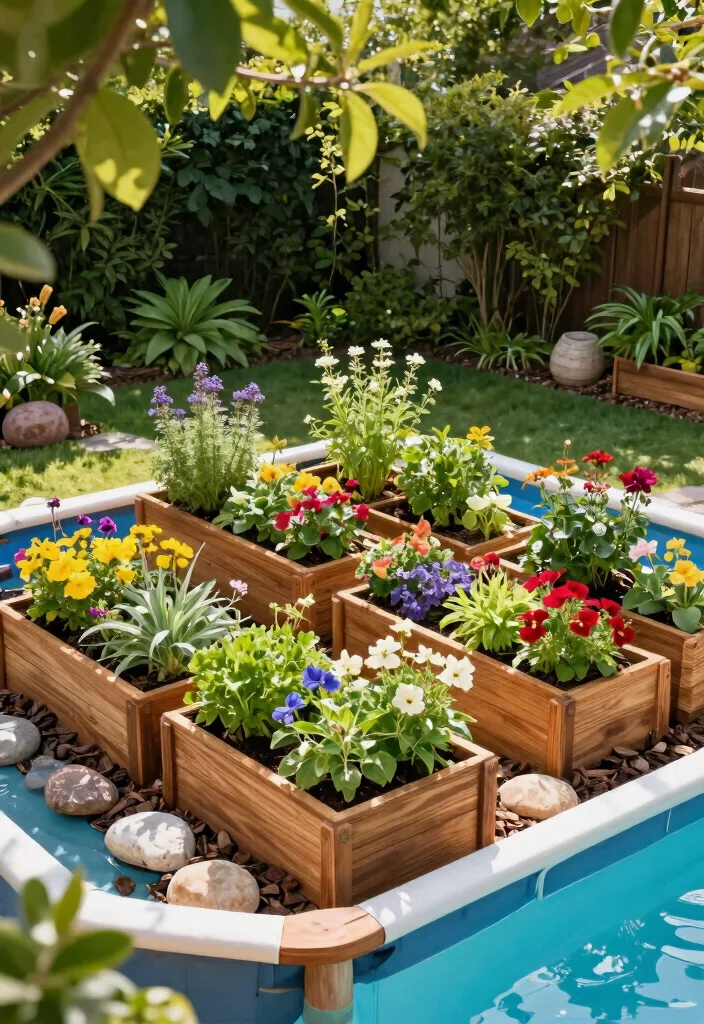 10 Creative Backyard Above Ground Pool Ideas Youll Love 1. Raised Planter Surround 0