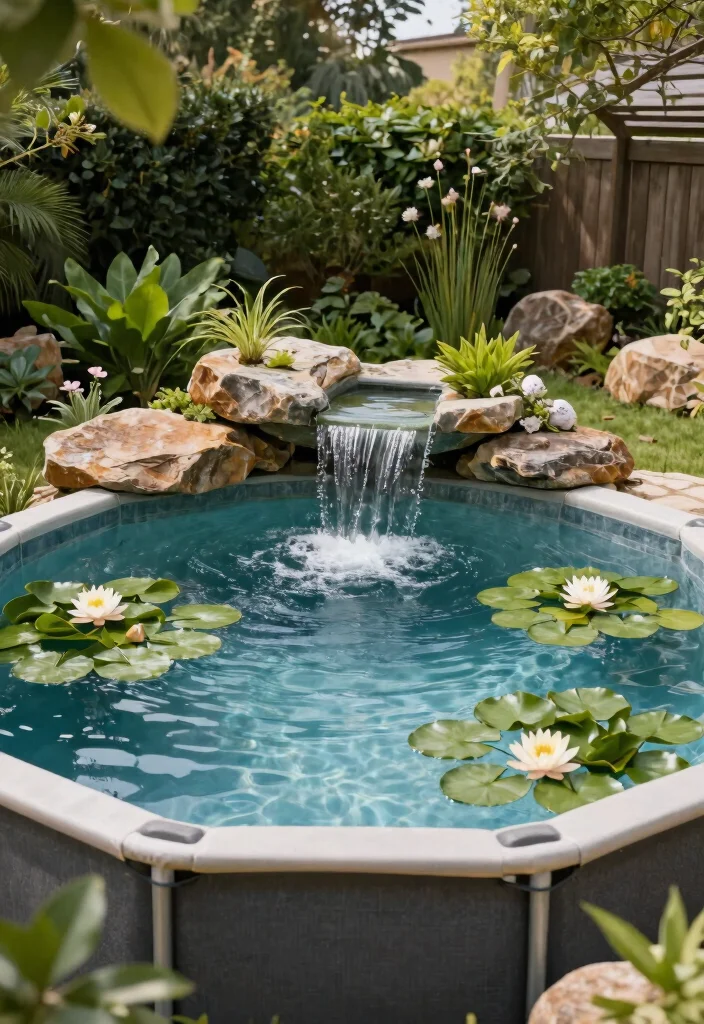 10 Creative Backyard Above Ground Pool Ideas Youll Love 3. Aquatic Garden Features 0