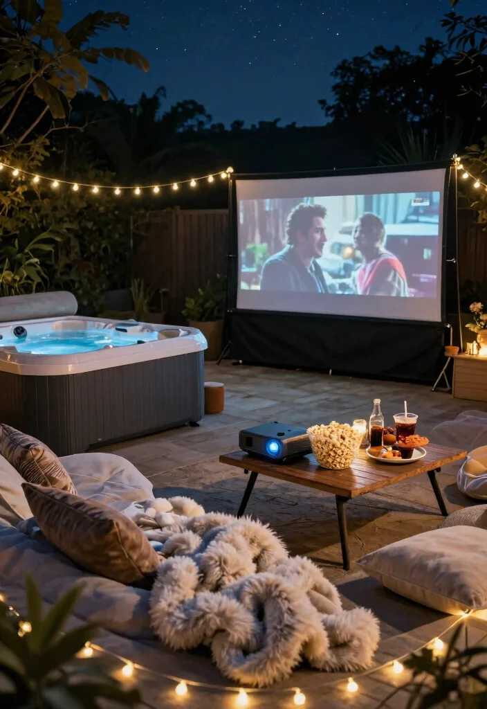 10 Creative Saluspa Hot Tub Ideas to Customize Your Spa 4. Outdoor Movie Nights 0