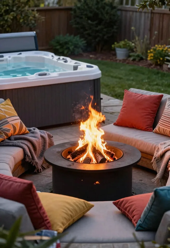 10 Creative Saluspa Hot Tub Ideas to Customize Your Spa 7. Cozy Fire Pit Integration 0