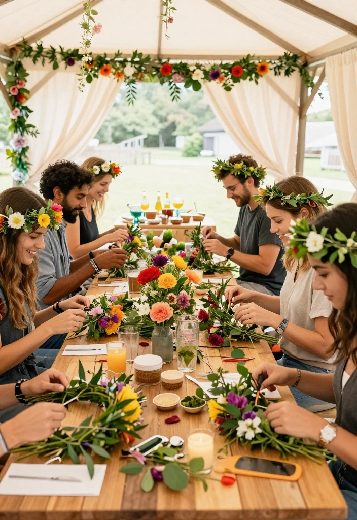 10 Epic Gazebo Party Ideas for an Unforgettable Night 6. Flower Crown Workshop 0