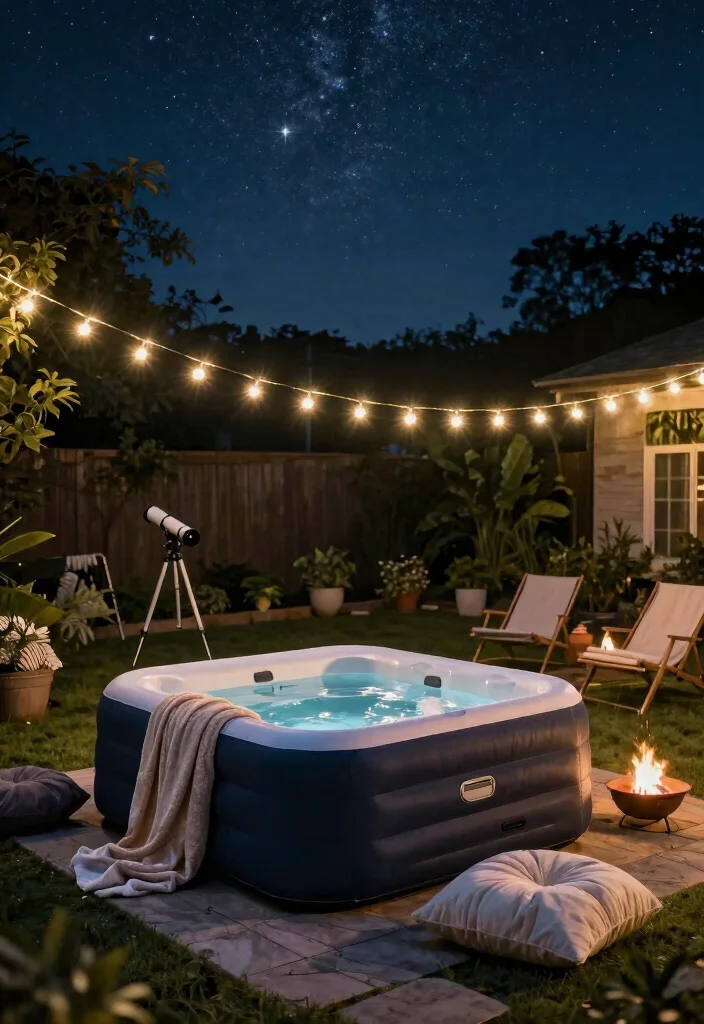10 Fun Inflatable Hot Tub Ideas for Every Backyard 36 10 Fun Inflatable Hot Tub Ideas for Every Backyard 6. Starry Night Escape 0
