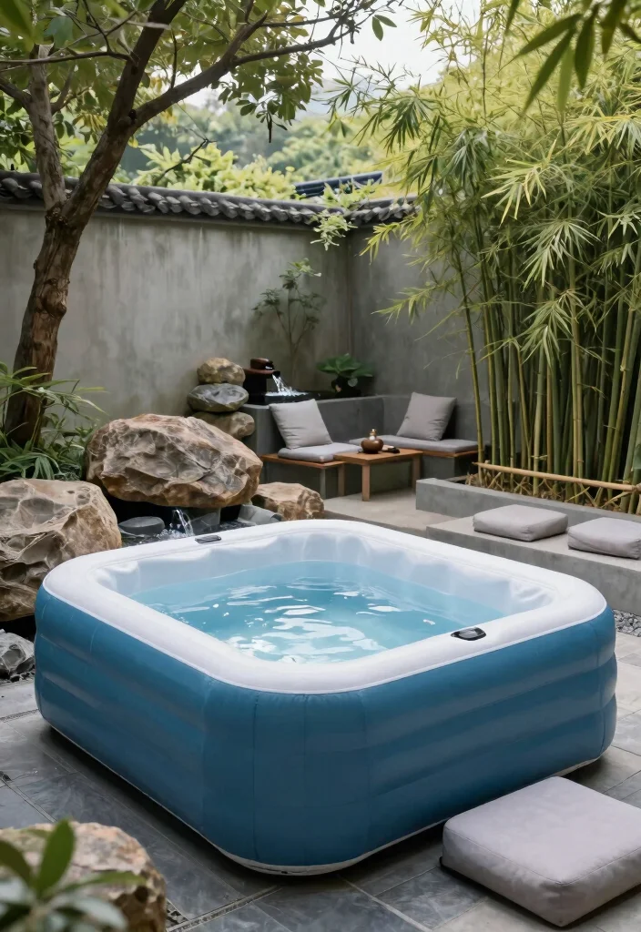 10 Fun Inflatable Hot Tub Ideas for Every Backyard 37 10 Fun Inflatable Hot Tub Ideas for Every Backyard 7. Zen Spa Retreat 0