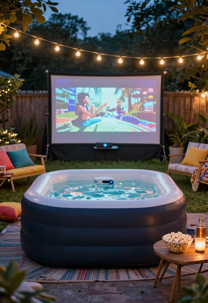 10 Fun Inflatable Hot Tub Ideas for Every Backyard 38 10 Fun Inflatable Hot Tub Ideas for Every Backyard 8. Movie Night Under the Stars 0