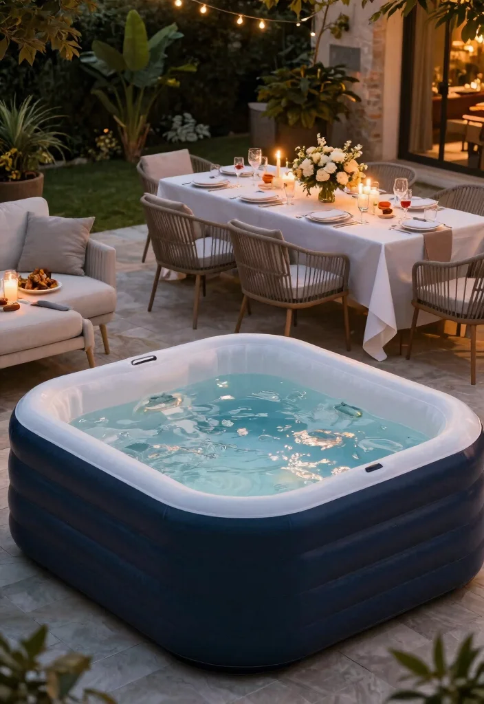 10 Fun Inflatable Hot Tub Ideas for Every Backyard 39 10 Fun Inflatable Hot Tub Ideas for Every Backyard 9. Elegant Evening Soiree 0