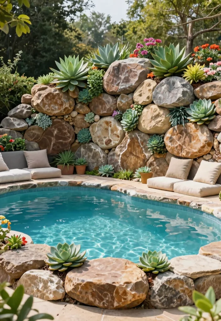 10 Genius Above Ground Pool Privacy Ideas No Neighbors 5. Natural Rock Walls 0