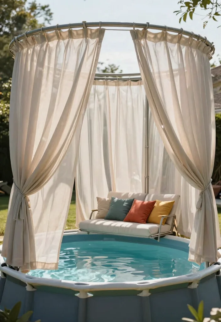 10 Genius Above Ground Pool Privacy Ideas No Neighbors 7. Simple Outdoor Curtains 0