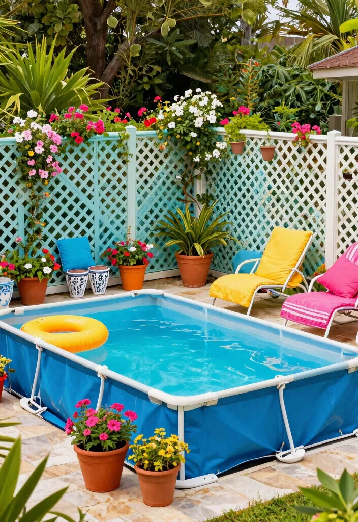 10 Genius Above Ground Pool Privacy Ideas No Neighbors 8. Customizable Lattice Fencing 0