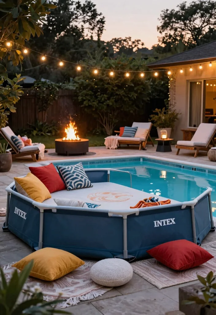 10 Genius Intex Above Ground Pool Ideas Make it Look Real 2. Cozy Poolside Decor 0