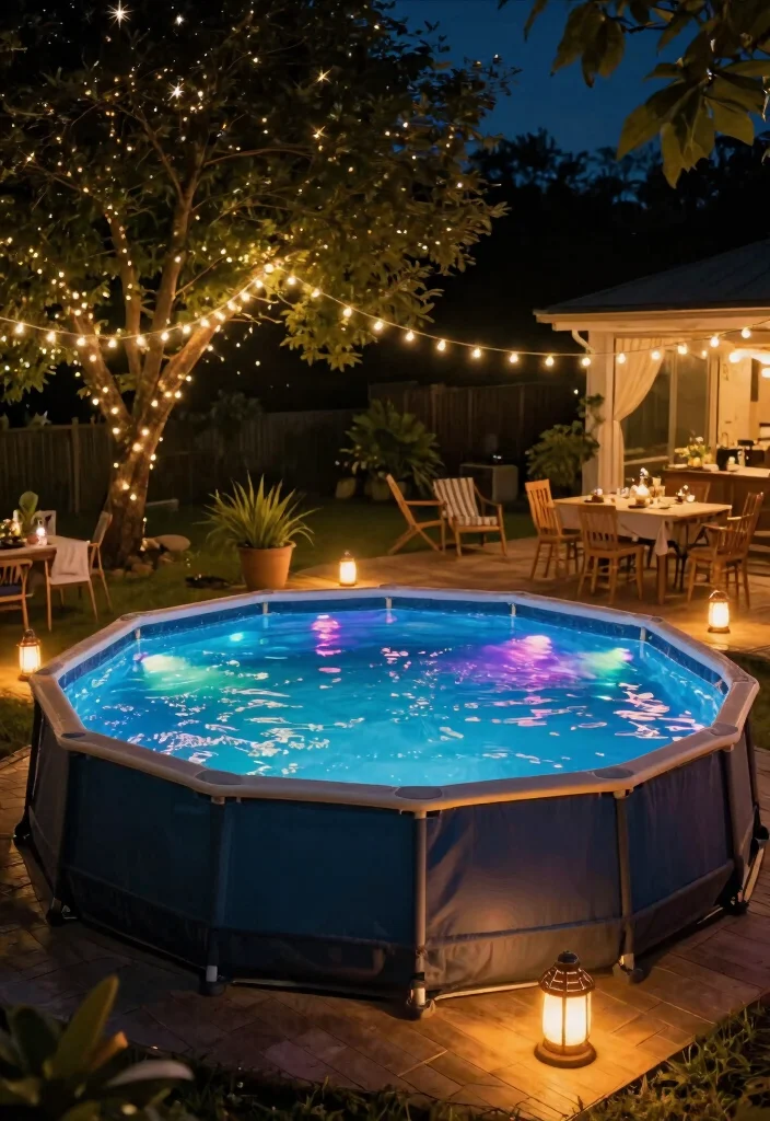 10 Genius Intex Above Ground Pool Ideas Make it Look Real 4. Creative Use of Lighting 0