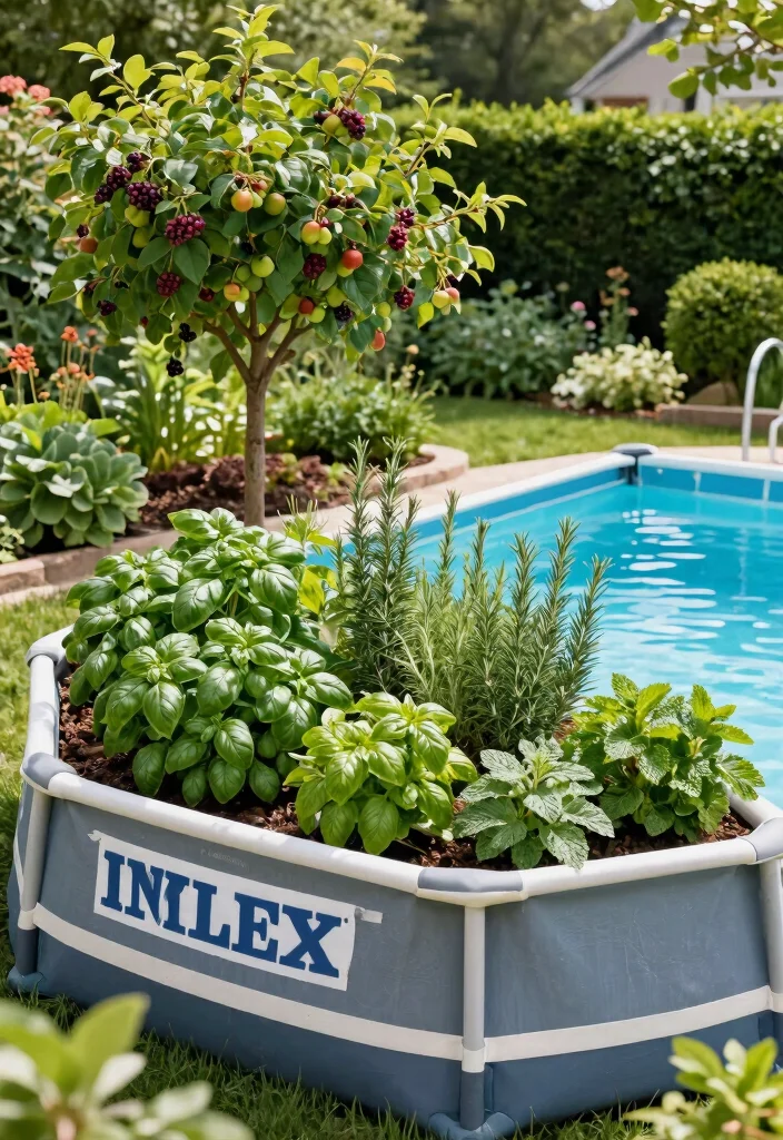 10 Genius Intex Above Ground Pool Ideas Make it Look Real 5. Functional Landscaping with Edibles 0