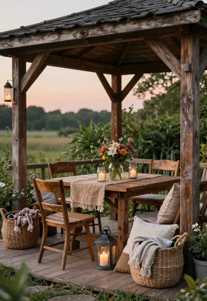 10 Magical Gazebo Decorating Ideas for a Dreamy Space 12 10 Magical Gazebo Decorating Ideas for a Dreamy Space 2. Rustic Chic Charm 0