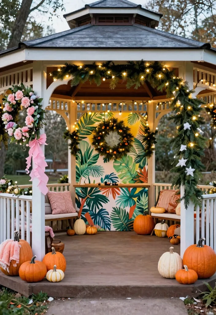 10 Magical Gazebo Decorating Ideas for a Dreamy Space 39 10 Magical Gazebo Decorating Ideas for a Dreamy Space 9. Seasonal Decor Extravaganza 0