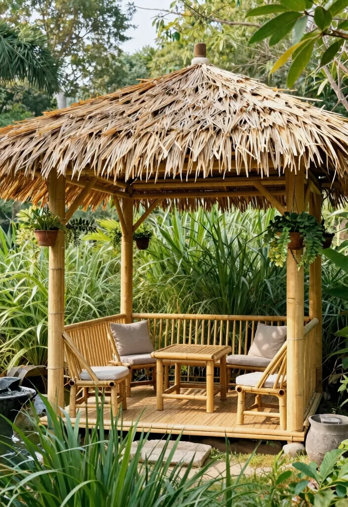 10 Practical Outside Gazebo Ideas for Sun & Rain 13 10 Practical Outside Gazebo Ideas for Sun Rain 3. Eco Friendly Bamboo Gazebo 0