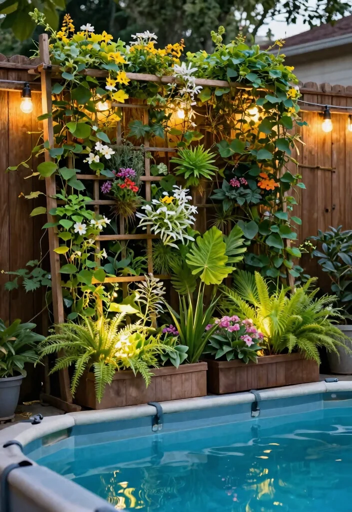 10 Smart Above Ground Pool Ideas for Small Yards & Patios 12 10 Smart Above Ground Pool Ideas for Small Yards Patios 2. Vertical Greenery for a Lush Look 0