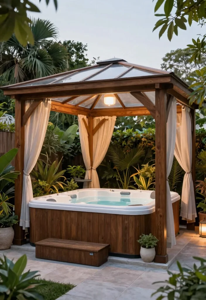 10 Trendsetting Hot Tub Designs for Modern Homes 2026 8. Hot Tub Gazebo Combo 0