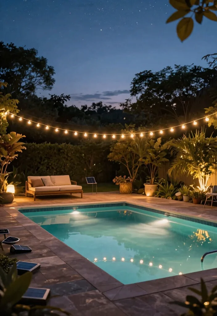 10 Trendy Pool Deck Furniture Ideas for Maximum Comfort 7. Solar Powered Outdoor Lighting 0