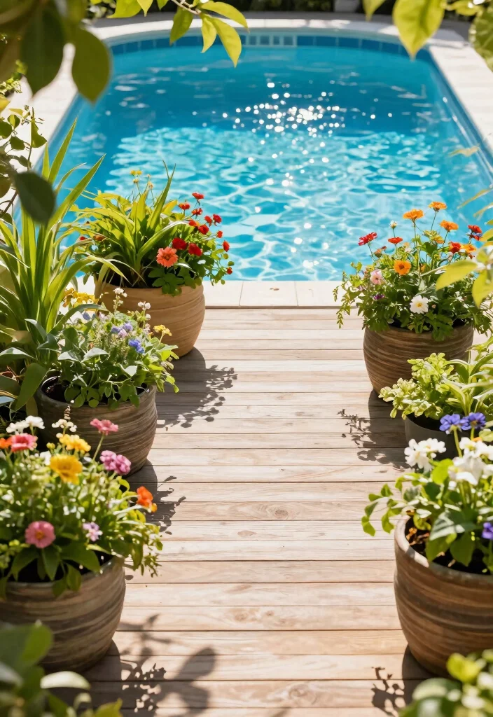 10 Trendy Pool Deck Furniture Ideas for Maximum Comfort 8. Biodegradable Deck Planters 0