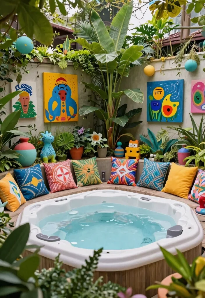 10 Unique Hot Tub Space Ideas to Fit Any Small Nook 37 10 Unique Hot Tub Space Ideas to Fit Any Small Nook 7. Artistic Flair with Decorations 0