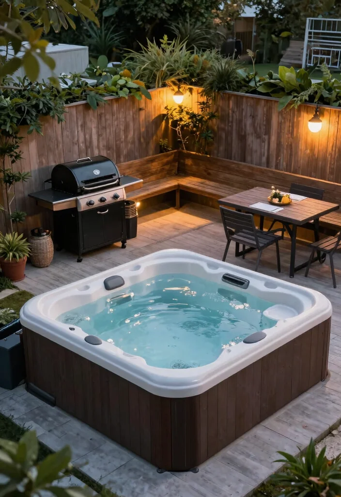 10 Unique Hot Tub Space Ideas to Fit Any Small Nook 49 10 Unique Hot Tub Space Ideas to Fit Any Small Nook 9. Integration with Outdoor Cooking 0