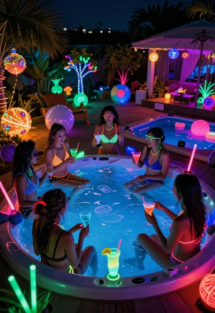 10 Wild Hot Tub Party Ideas for an Epic Weekend 10. Garden Glow Party 0