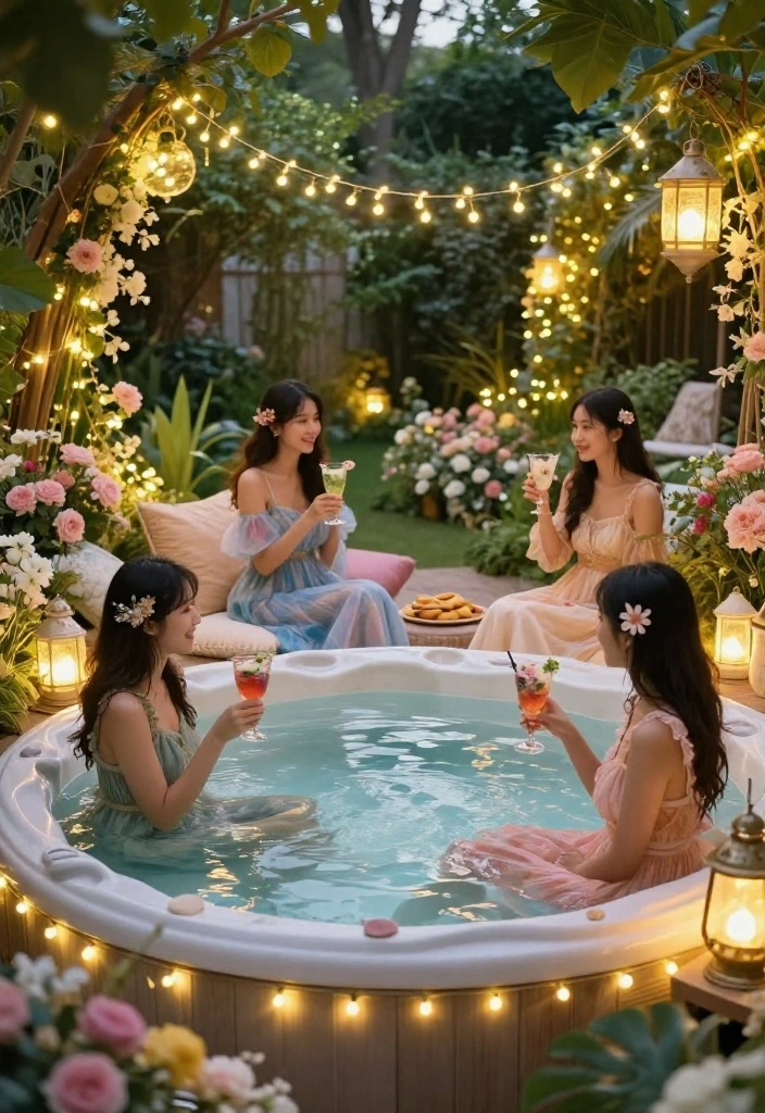 10 Wild Hot Tub Party Ideas for an Epic Weekend 6. Enchanted Garden Gathering 0