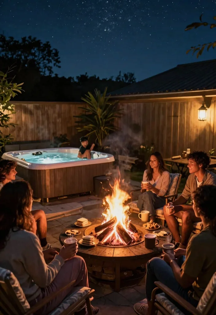 10 Wild Hot Tub Party Ideas for an Epic Weekend 9. Cozy Bonfire and Hot Tub Chill 0