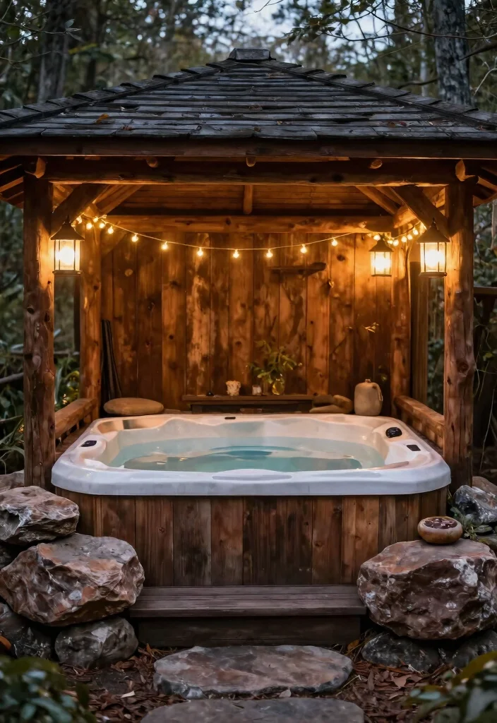 11 Backyard Hot Tub Concepts Outdoor Spa Lovers Crave 38 11 Backyard Hot Tub Concepts Outdoor Spa Lovers Crave 8. Rustic Cabin Hot Tub 0