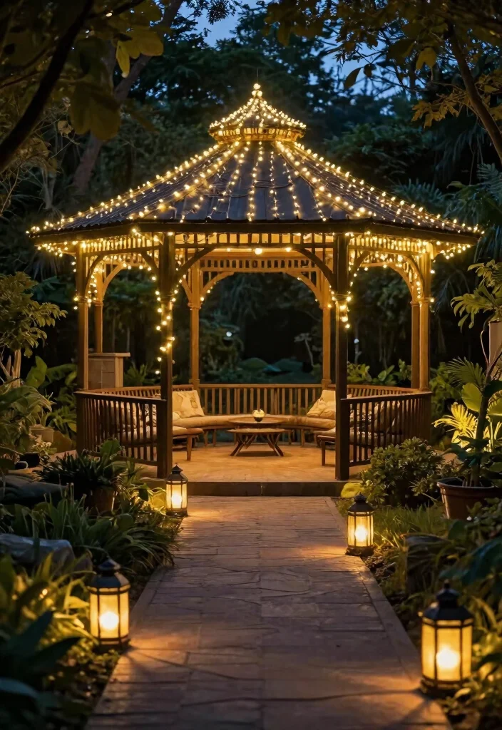 11 Beautiful Gazebo Landscaping Ideas to Frame Your Space 36 11 Beautiful Gazebo Landscaping Ideas to Frame Your Space 6. Eco Friendly Lighting 0