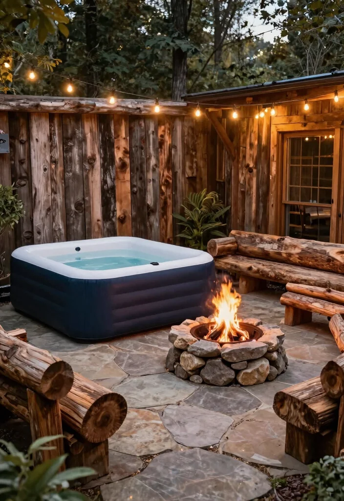 11 Best Inflatable Hot Tub Ideas for Any Backyard 24 11 Best Inflatable Hot Tub Ideas for Any Backyard 4. Rustic Wood and Stone Theme 0