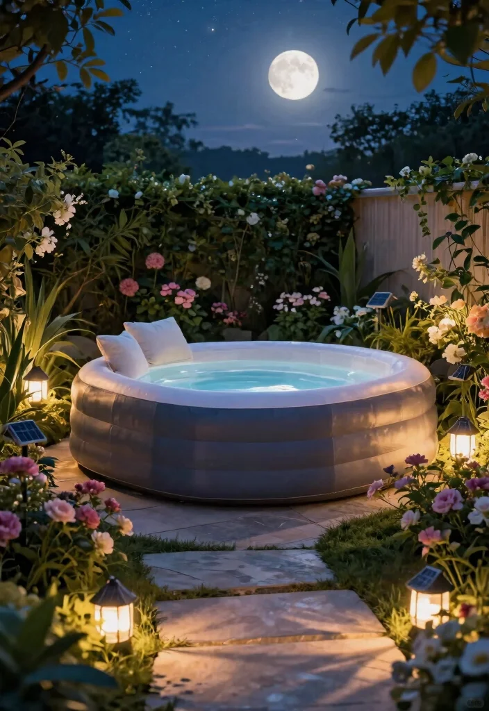 11 Best Inflatable Hot Tub Ideas for Any Backyard 26 11 Best Inflatable Hot Tub Ideas for Any Backyard 6. Moonlight Garden Retreat 0