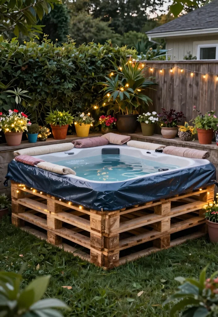 11 Cheap Hot Tub Ideas for a Backyard Budget Friendly Spa Retreat 2. DIY Pallet Spa 0