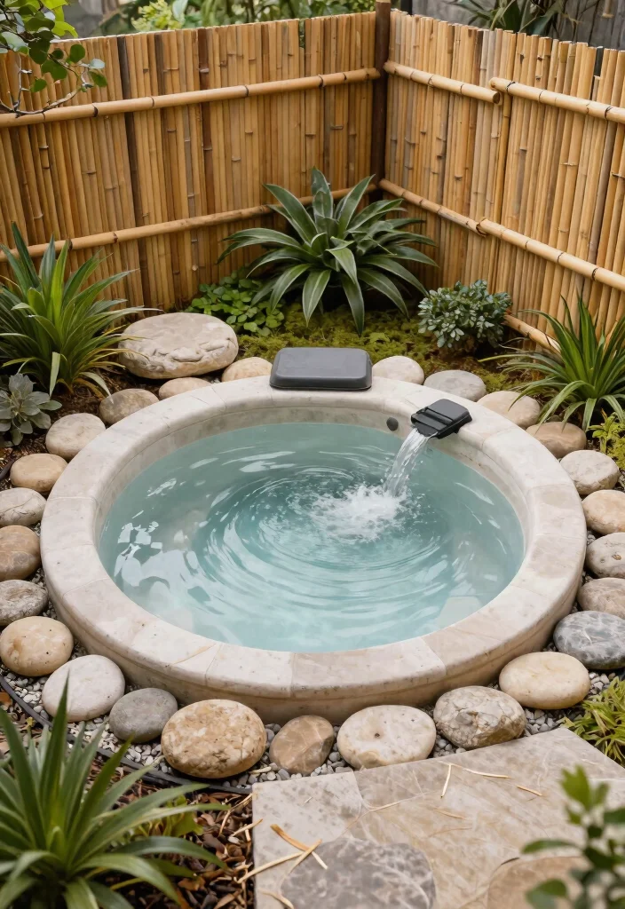11 Cheap Hot Tub Ideas for a Backyard Budget Friendly Spa Retreat 6. Mini Zen Garden Hot Tub 0