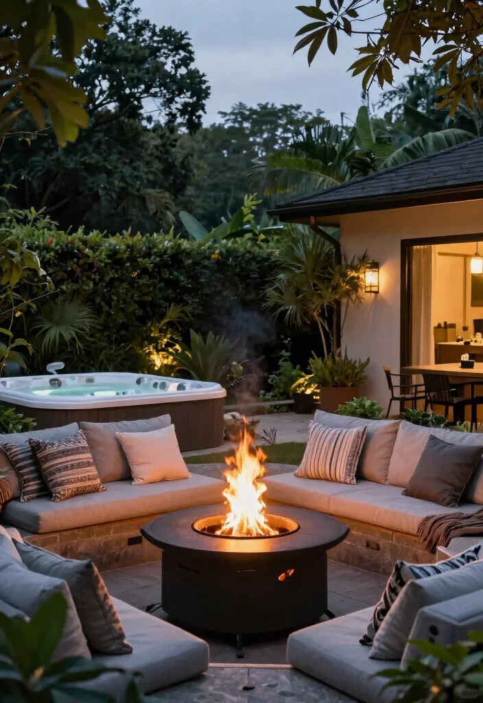 11 Cheap Hot Tub Ideas for a Backyard Budget Friendly Spa Retreat 7. Fire Pit Hot Tub Combo 0