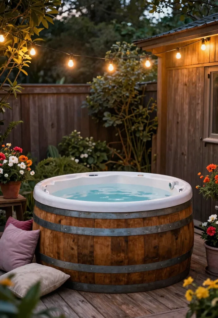 11 Cheap Hot Tub Ideas for a Backyard Budget Friendly Spa Retreat 8. Repurposed Wine Barrel Hot Tub 0