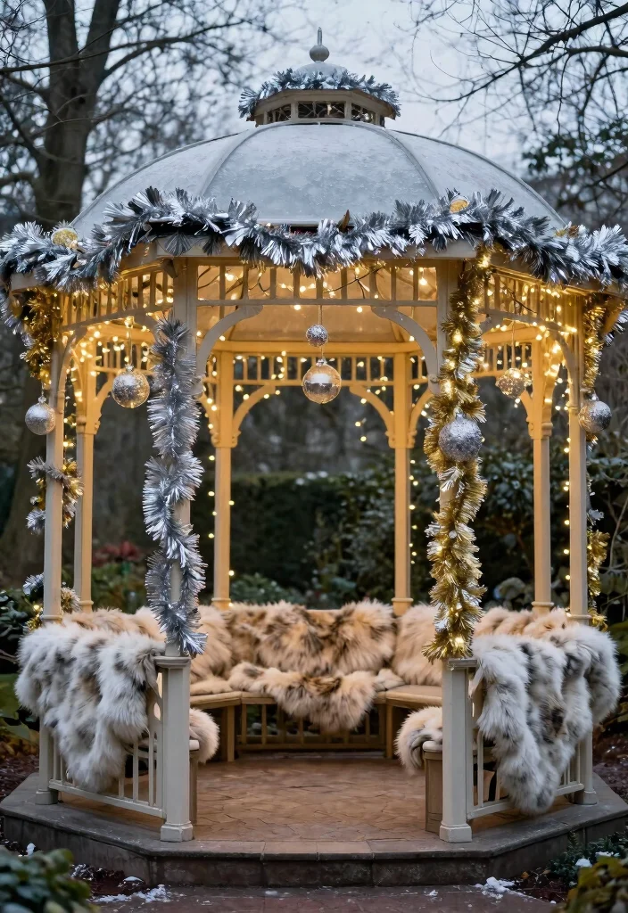 11 Festive Gazebo Christmas Decorating Ideas (Holiday Magic) 14 11 Festive Gazebo Christmas Decorating Ideas Holiday Magic 4. Glittering Glam 0