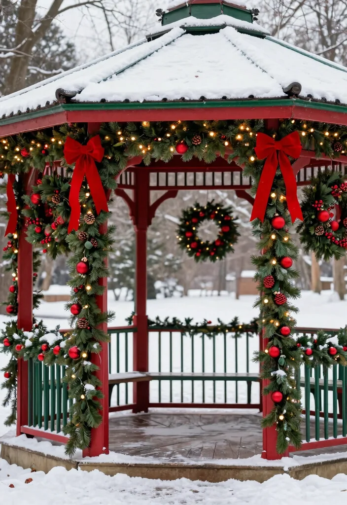 11 Festive Gazebo Christmas Decorating Ideas (Holiday Magic) 25 11 Festive Gazebo Christmas Decorating Ideas Holiday Magic 5. Classic Red and Green 0