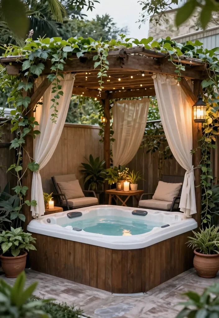 11 Functional Hot Tub Area Ideas for Small & Large Yards 2 11 Functional Hot Tub Area Ideas for Small Large Yards 2. Cozy Corner Retreat 0