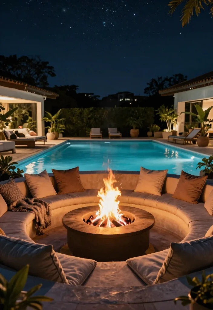 11 Refreshing Outdoor Above Ground Pool Ideas for Any Home 51 11 Refreshing Outdoor Above Ground Pool Ideas for Any Home 11. Poolside Fire Features 0