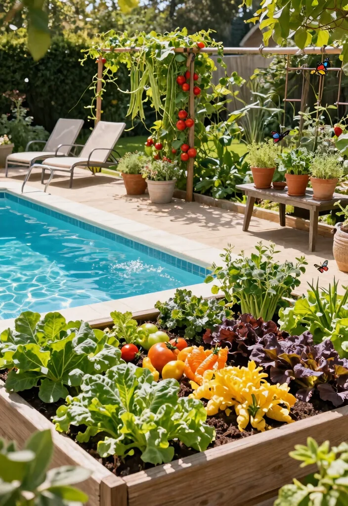 11 Refreshing Outdoor Above Ground Pool Ideas for Any Home 12 11 Refreshing Outdoor Above Ground Pool Ideas for Any Home 2. Poolside Vegetable Garden 0
