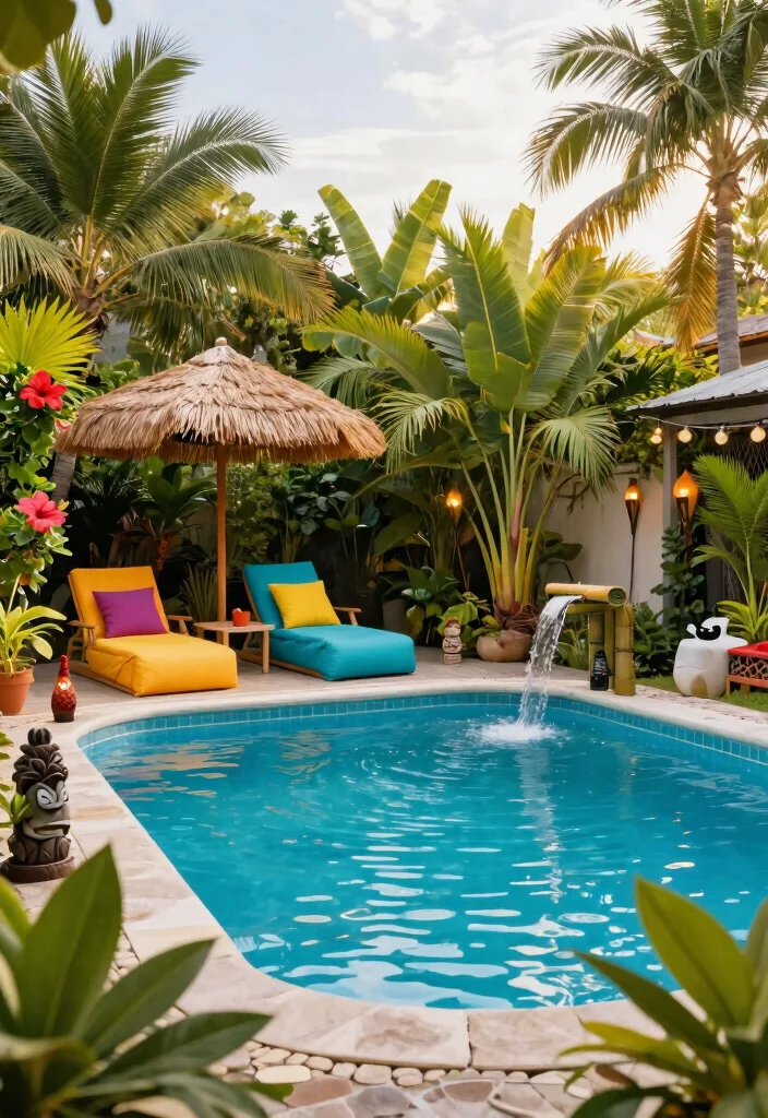 11 Refreshing Outdoor Above Ground Pool Ideas for Any Home 13 11 Refreshing Outdoor Above Ground Pool Ideas for Any Home 3. Tropical Retreat Vibes 0