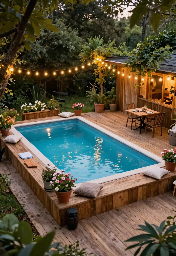 11 Refreshing Outdoor Above Ground Pool Ideas for Any Home 14 11 Refreshing Outdoor Above Ground Pool Ideas for Any Home 4. Rustic Wooden Decking 0