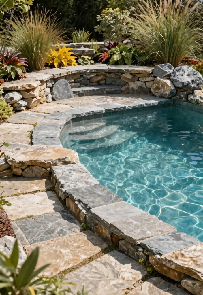 11 Refreshing Outdoor Above Ground Pool Ideas for Any Home 26 11 Refreshing Outdoor Above Ground Pool Ideas for Any Home 6. Embrace Natural Stone Elements 0