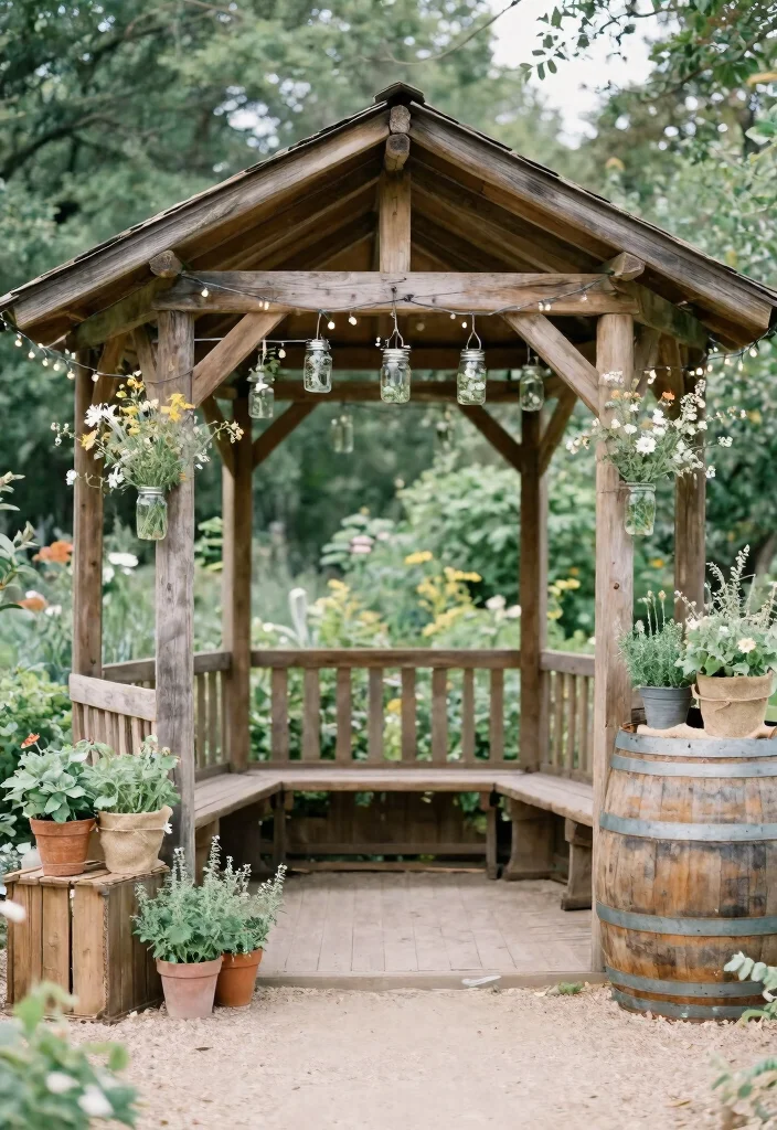 11 Romantic Gazebo Styling Ideas for a Perfect Wedding 2. Rustic Wood Charm 0